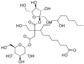 베타-D-프럭토푸라노실알파-D-글루코피라노사이드,모노[3-(4-하이드록시데크-1-에닐)2-(2-하이드록시에틸)9-하이드로겐노난-1,2,9-트리카복실레이트] 구조식 이미지