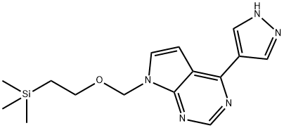 4-(1H-Pyrazol-4-yl)-7-((2-(trimethylsilyl)ethoxy)methyl)-7H-pyrrolo[2,3-d]pyrimidine 구조식 이미지