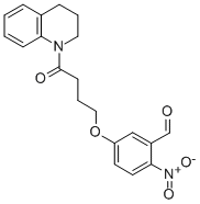 QUINOLINE, 1-[4-(3-FORMYL-4-NITROPHENOXY)-1-OXOBUTYL]-1,2,3,4-TETRAHYDRO- Structure