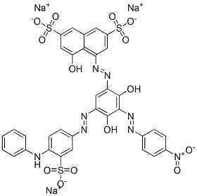 4-[[2,4-dihydroxy-3-[(4-nitrophenyl)azo]-5-[[4-(phenylamino)-3-sulphophenyl]azo]phenyl]azo]-5-hydroxynaphthalene-2,7-disulphonic acid, sodium salt Structure