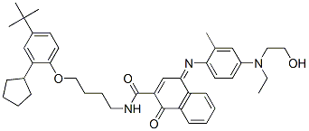 N-[4-[2-cyclopentyl-4-(1,1-dimethylethyl)phenoxy]butyl]-4-[[4-[ethyl(2-hydroxyethyl)amino]-2-methylphenyl]imino]-1,4-dihydro-1-oxonaphthalene-2-carboxamide Structure