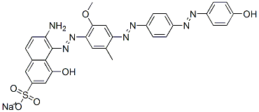 sodium 6-amino-4-hydroxy-5-[[4-[[4-[(4-hydroxyphenyl)azo]phenyl]azo]-6-methoxy-m-tolyl]azo]naphthalene-2-sulphonate Structure