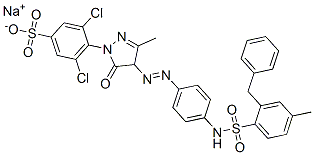 sodium 4-[4-[[4-[[benzyl(p-tolyl)sulphonyl]amino]phenyl]azo]-4,5-dihydro-3-methyl-5-oxo-1H-pyrazol-1-yl]-3,5-dichlorobenzenesulphonate Structure