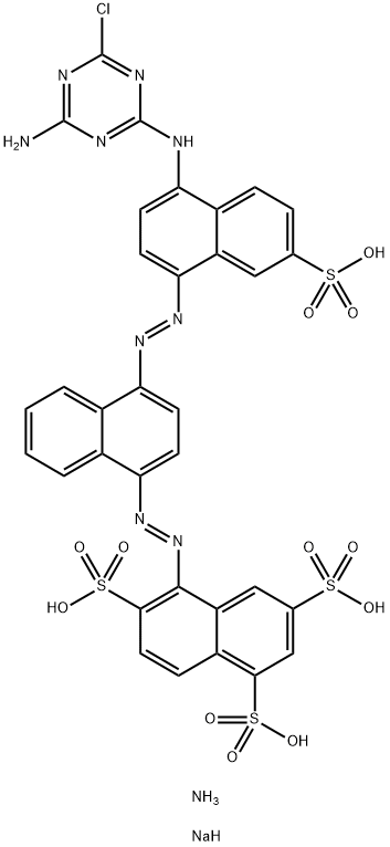 5-[[4-[[4-[(4-amino-6-chloro-1,3,5-triazin-2-yl)amino]-7-sulpho-1-naphthyl]azo]-1-naphthyl]azo]naphthalene-1,3,6-trisulphonic acid, ammonium sodium salt Structure