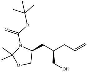 3-옥사졸리딘카르복실산,4-[(2R)-2-(히드록시메틸)-4-펜텐-1-일]-2,2-디메틸-,1,1-디메틸에틸에스테르,(4S)- 구조식 이미지