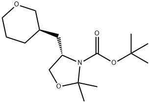 3-옥사졸리딘카르복실산,2,2-디메틸-4-[[(3R)-테트라히드로-2H-피란-3-일]메틸]-,1,1-디메틸에틸에스테르,(4S)- 구조식 이미지