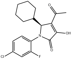 2H-Pyrrol-2-one, 4-acetyl-1-(4-chloro-2-fluorophenyl)-5-cyclohexyl-1,5-dihydro-3-hydroxy-, (5S)- Structure