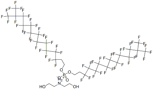 bis(2-hydroxyethyl)ammonium bis(3,3,4,4,5,5,6,6,7,7,8,8,9,9,10,10,11,11,12,12,13,14,14,14-tetracosafluoro-13-(trifluoromethyl)tetradecyl) phosphate Structure