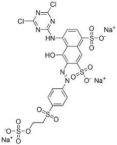 4-[(4,6-dichloro-1,3,5-triazin-2-yl)amino]-5-hydroxy-6-[[4-[[2-(sulphooxy)ethyl]sulphonyl]phenyl]azo]naphthalene-1,7-disulphonic acid, sodium salt 구조식 이미지