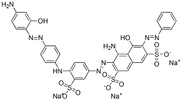 trisodium 4-amino-3-[[4-[[4-[(4-amino-2-hydroxyphenyl)azo]phenyl]amino]-3-sulphonatophenyl]azo]-5-hydroxy-6-(phenylazo)naphthalene-2,7-disulphonate Structure