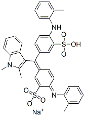 sodium hydrogen -5-[(1,2-dimethyl-1H-indol-3-yl)[4-[(o-tolyl)imino]-3-sulphonato-2,5-cyclohexadien-1-ylidene]methyl]-2-[(o-tolyl)amino]benzenesulphonate 구조식 이미지