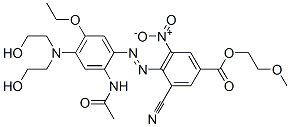 2-methoxyethyl 4-[[2-(acetylamino)-4-[bis(2-hydroxyethyl)amino]-5-ethoxyphenyl]azo]-3-cyano-5-nitrobenzoate 구조식 이미지