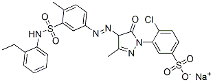 sodium 4-chloro-3-[4-[[3-[[(2-ethylphenyl)amino]sulphonyl]-p-tolyl]azo]-4,5-dihydro-3-methyl-5-oxo-1H-pyrazol-1-yl]benzenesulphonate  구조식 이미지