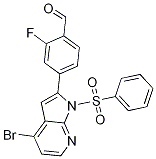 Benzaldehyde, 4-[4-broMo-1-(phenylsulfonyl)-1H-pyrrolo[2,3-b]pyridin-2-yl]-2-fluoro- 구조식 이미지