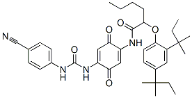 2-[2,4-bis(1,1-dimethylpropyl)phenoxy]-N-[4-[[[(4-cyanophenyl)amino]carbonyl]amino]-3,6-dioxocyclohexa-1,4-dien-1-yl]hexanamide  Structure