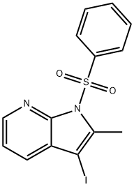 1H-Pyrrolo[2,3-b]pyridine, 3-iodo-2-Methyl-1-(phenylsulfonyl)- 구조식 이미지