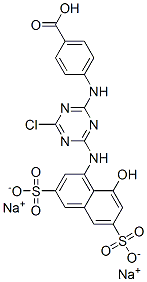 disodium hydrogen 4-[[4-chloro-6-[(8-hydroxy-3,6-disulphonato-1-naphthyl)amino]-1,3,5-triazin-2-yl]amino]benzoate Structure