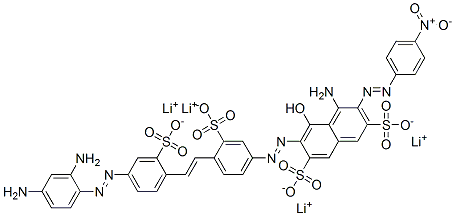 tetralithium 4-amino-6-[[4-[2-[4-[(2,4-diaminophenyl)azo]-2-sulphonatophenyl]vinyl]-3-sulphonatophenyl]azo]-5-hydroxy-3-[(4-nitrophenyl)azo]naphthalene-2,7-disulphonate 구조식 이미지