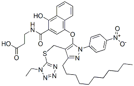 3-[4-[4-(1-Ethyl-1H-tetrazole-5-ylthiomethyl)-1-(4-nitrophenyl)-3-undecyl-5-pyrazolyloxy]-1-hydroxy-2-naphthoylamino]propionic acid Structure
