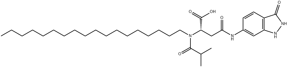 N-(2,3-dihydro-3-oxo-1H-indazol-6-yl)-N2-(2-methylpropionyl)-N2-octadecyl-DL-asparagine 구조식 이미지