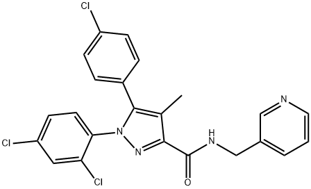 5-(4-Chlorophenyl)-1-(2,4-dichlorophenyl)-4-methyl-N-(3-pyridinylmethyl)-1H-pyrazole-3-carboxamide 구조식 이미지
