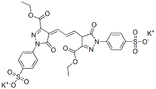 1H-Pyrazole-3-carboxylic acid,4-[3-[3-(ethoxycarbonyl)-1,5-dihydro-5-oxo-1-(4-sulfophenyl)-4H-pyrazol-4-ylidene]-1-propenyl]-4,5-dihydro-5-oxo-1-(4-sulfophenyl)-,3-ethyl ester,dipotassium salt Structure