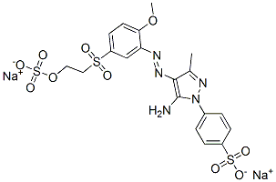 disodium 4-[5-amino-4-[[2-methoxy-5-[[2-(sulphonatooxy)ethyl]sulphonyl]phenyl]azo]-3-methyl-1H-pyrazol-1-yl]benzenesulphonate 구조식 이미지