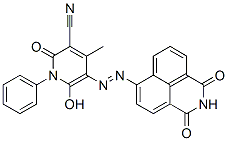 3-Pyridinecarbonitrile,  5-[2-(2,3-dihydro-1,3-dioxo-1H-benz[de]isoquinolin-6-yl)diazenyl]-1,2-dihydro-6-hydroxy-4-methyl-2-oxo-1-phenyl- 구조식 이미지