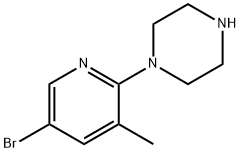 5-BROMO-2-(PIPERAZIN-1-YL)-3-METHYLPYRIDINE 구조식 이미지