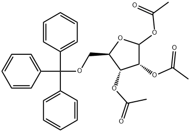 트리-O-아세틸-5-O-트리틸-D-리보푸라노스 구조식 이미지