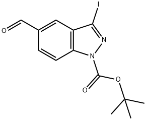 1H-인다졸-1-카르복실산,5-forMyl-3-요오도-,1,1-디메틸에틸에스테르 구조식 이미지