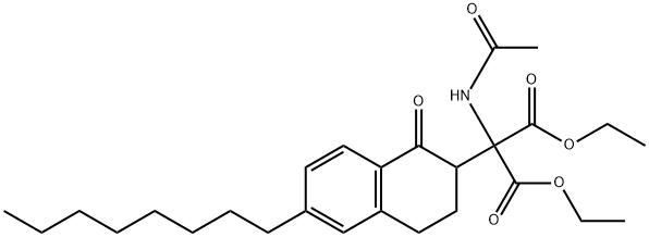 Propanedioic acid, 2-(acetylaMino)-2-(1,2,3,4-tetrahydro-6-octyl-1-oxo-2-naphthalenyl)-, 1,3-diethyl ester Structure