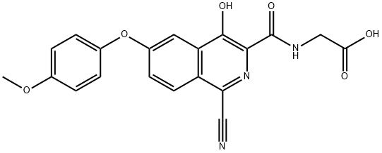 Glycine,  N-[[1-cyano-4-hydroxy-6-(4-methoxyphenoxy)-3-isoquinolinyl]carbonyl]- Structure