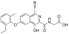 Glycine,  N-[[1-cyano-6-(2-ethyl-6-methylphenoxy)-4-hydroxy-3-isoquinolinyl]carbonyl]- Structure