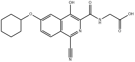 글리신,N-[[1-시아노-6-(사이클로헥실옥시)-4-하이드록시-3-이소퀴놀리닐]카보닐]- 구조식 이미지