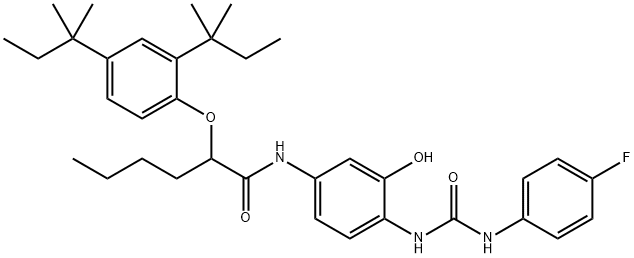 Hexanamide, 2-[2,4-bis(1,1-dimethylpropyl)phenoxy]-N-[4-[[[(4-fluorophenyl)amino]carbonyl]amino]-3-hydroxyphenyl]- Structure