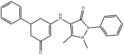 1,5-dimethyl-4-[(3-oxo-5-phenyl-1-cyclohexenyl)amino]-2-phenyl-1,2-dihydro-3H-pyrazol-3-one Structure