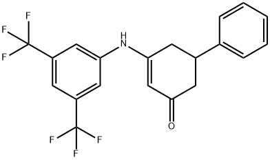 3-[3,5-bis(trifluoromethyl)anilino]-5-phenyl-2-cyclohexen-1-one 구조식 이미지
