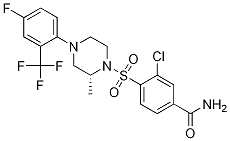 BenzaMide, 3-chloro-4-[[(2R)-4-[4-fluoro-2-(trifluoroMethyl)phenyl]-2-Methyl-1-piperazinyl]sulfonyl]- 구조식 이미지