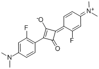 1-(4-Dimethylamino-2-fluoro-phenyl)-3-(4-dimethylimmonium-2-fluoro-cyclohexa-2,5-dien-1-ylidene)-2-oxo-cyclobuten-4-olate 구조식 이미지