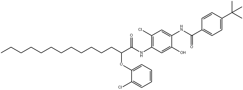 N-[4-(4-tert-Butylbenzoylamino)-2-chloro-5-hydroxyphenyl]-2-(2-chlorophenoxy)tetradecanamide Structure