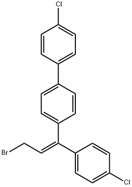 (E)-4-[3-bromo-1-(4-chlorophenyl)-1-propenyl]-4'-chloro-1,1'-biphenyl 구조식 이미지
