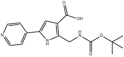 1H-Pyrrole-3-carboxylic  acid,  2-[[[(1,1-dimethylethoxy)carbonyl]amino]methyl]-5-(4-pyridinyl)- Structure