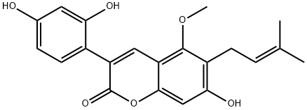 3-(2,4-Dihydroxyphenyl)-7-hydroxy-5-methoxy-6-(3-methyl-2-butenyl)-2H-1-benzopyran-2-one 구조식 이미지