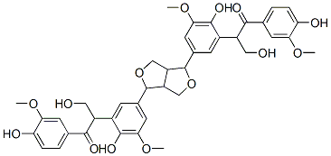 2,2'-[(Tetrahydro-1H,3H-furo[3,4-c]furan-1,4-diyl)bis(6-hydroxy-5-methoxy-3,1-phenylene)]bis[3-hydroxy-1-(4-hydroxy-3-methoxyphenyl)-1-propanone] Structure