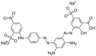 disodium hydrogen 3-[[2,4-diamino-5-[[4-[(4-nitro-2-sulphonatophenyl)amino]phenyl]azo]phenyl]azo]-5-sulphonatosalicylate  Structure