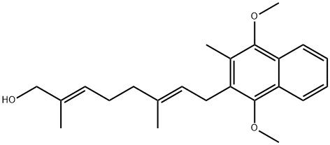 (2E,6E)-8-(1,4-Dimethoxy-3-methylnaphthalen-2-yl)-2,6-dimethylocta-2,6-dien-1-ol 구조식 이미지