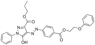 5-Hydroxy-4-[4-(2-phenoxyethoxycarbonyl)phenylazo]-1-phenyl-1H-pyrazole-3-carboxylic acid propyl ester 구조식 이미지