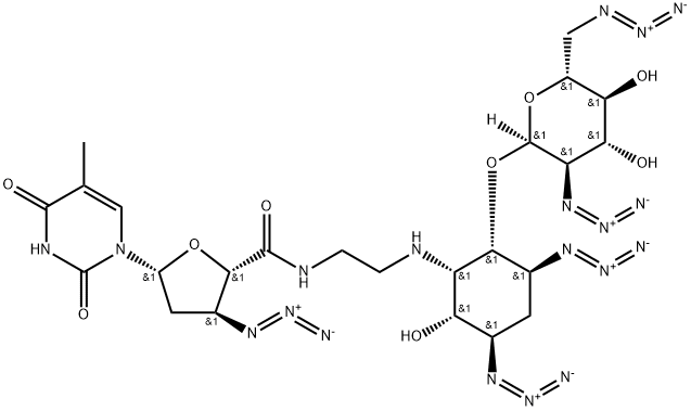 (2S,3S,5R)-3-AZIDO-N-(2-((1S,2S,3S,5R,6R)-3,5-DIAZIDO-2-((2S,3R,4R,5S,6R)-3-AZIDO-6-(AZIDOMETHYL)-4,5-DIHYDROXYTETRAHYDRO-2H-PYRAN-2-YLOXY)-6-HYDROXYCYCLOHEXYLAMINO)ETHYL)-5-(5-METHYL-2,4-DIOXO-3,4-DIHYDROPYRIMIDIN-1(2H)-YL)TETRAHYDROFURAN-2-CARBOXAMIDE 구조식 이미지