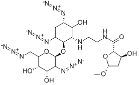 4,6-DIAZIDO-2,4,5,6-TETRADEOXY-2-[[2-[(2-DEOXY-1-O-METHYL-D-ERYTHRO-PENTOFURANURONOYL)AMINO]ETHYL]AMINO]-3-O-(2,6-DIAZIDO-2,6-DIDEOXY-D-GLUCOPYRANOSYL)-D-MYO-INOSITOL Structure